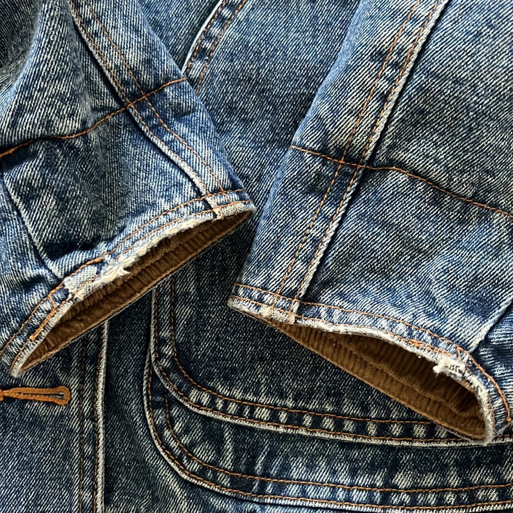 Blue Denim Jean Jacket with Tan Collar - Picture 6 of 14